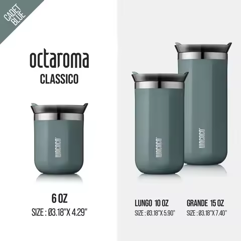WACACO Octaroma Vacuum Insulated Coffee Mug, Double-wall Stainless Steel Travel Tumbler, 6/10/15 fl 