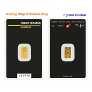 1 gram Argor-Heraeus Gold bar - kinebar | Purity 999.9 | Brand New | LBMA
