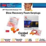 3M 1110 Soft Foam Disposable Corded Earplugs