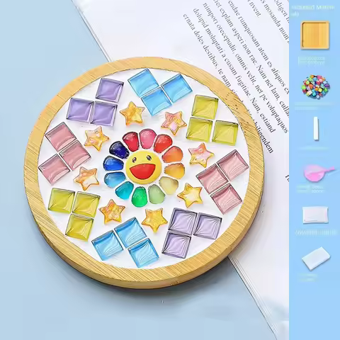 Parent-Child Activity Mosaic Cup Mat Material Pack Self-Made DIY Mosaic Cup Mat Coasters DIY Accesso