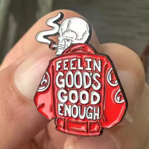 "Feeling Good's Good Enough" Funny Punk Smoking Brooch Badge for Backpacks Hats Unique Gift Pins