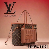 【100% Original】LV Louis Vuitton Neverfull handle bag/ lebih besar tas wanita[Box + dust bag]