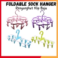 12 Clip with Hanger/Hanger Rack/Penyangkut Klip stokin dan baju/ Sepit Baju/underware hanger