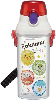 Skater - 日本製寵物小精靈水壼瓶 兒童水樽 480ml 直飲 Pokemon 比卡超 戶外旅行超輕一按式直飲兒童水樽水瓶水壺 (Clear) 平行進口