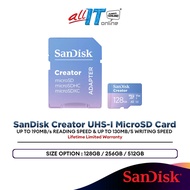 SanDisk Creator UHS-I MicroSD Card (128GB / 256GB / 512GB)
