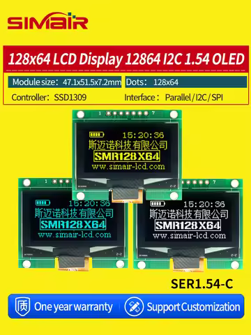 1.54" 3.3V SPI Interface IIC SSD1309 128*64 128x64 OLED Display 12864 I2C 1.54 Inch OLED