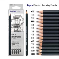 （Ready Stock in Malaysia）14Pcs/Set Drawing Pencil Set Wooden Professional Art Supplies Hard/Medium/Soft Sketch Charcoal Pencils Art Painting Stationery PP