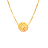 TA9 TAKA Jewellery 999 Pure Gold Coin Pendant with 9K Gold Chain