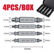 CASTA Alat Bor Ekstraktor Sekrup 4/5PCS Screw Extractor Drill Bit Double Ended Tungsten Carbide Baut