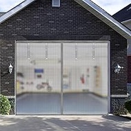 Garage Door Screen, Sunmoxia 9x7Ft Magnetic Heavy Duty Garage Door Curtain with 4 Strapping Tapes - 