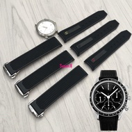 Rubber Silicone Watch Strap Adapt to omega omega Speedmaster 362 Rubber Font Strap Discount Buckle 22mm Male+Free Tool