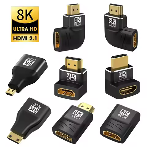 8K HDMI 2.1 Adapter 90 270 Degree Male to Female, 8k60Hz 4k120Hz,48Gbps,Compatible PS5/4, HDTV, Roku