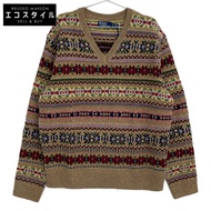 Polo Ralph Lauren 米色寬鬆羊毛V領毛衣 XL