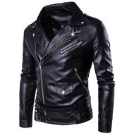 Jaket Kulit Lelaki Punk Fesyen Saiz Eropah Jaket Kulit Harley Motosikal Kulit Carly Fit Slim Jaket K