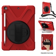 Hybrid case compatible for iPad 8 10.2 inch 2020 anti drop cover for iPad Gen 7 2019 rotary stand with pencil slot holder hand belt and shoulder strap