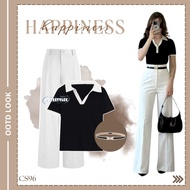 3in1 One Set Latest Women's Premium Scuba Culottes Pants T-Shirt Short Sleeve Belt CS96 Lidiya