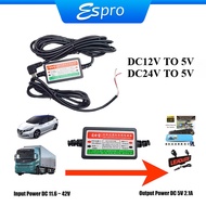 12V TO 5V DC TO DC CONVERTER STEP DOWN DC12V 24V TO 5V CONVERTER POWER 12V / 24V TO 5V 2.1A DC POWER
