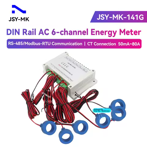 JSY-MK-141G 6-channel 80A RS485 Modbus-RTU Din-rail Energy Meter