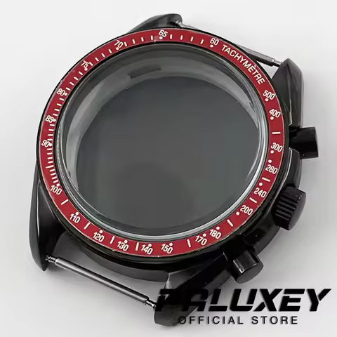 PVD Black VK63 40mm Speedmaster Case Watches Metal Dome Mineral Glass Watch Case for VK63 VK63 Quart
