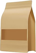 20 Pack Ziplock Paper Bag Paper Food Bag Brown Paper Bags with Window Candy Sweets Cookies Gift Bags Self Seal Paper Bag Food Packing Bag Storage Pouches Greaseproof for Tea Coffee Beans Nuts Snacks