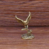 [dimccapyh] Brass Owl Statue Desk Topper Tea Pet Artware Craft Animal Collectible