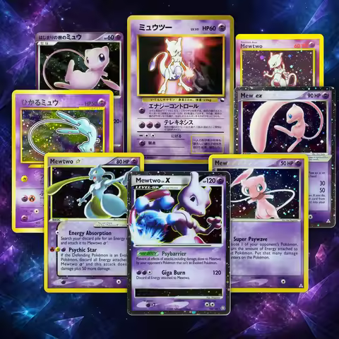 PKM Proxy 10th Movie Promo Base Set(BS) CoroCoro Promo Mewtwo/Mew Holo & Non-Holo Rare Collection Ca