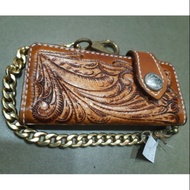 ⭐Handmade Leather Long Wallet with Brass chain⭐⭐⭐