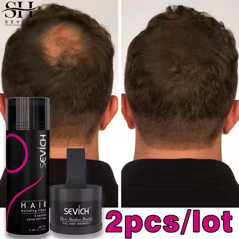 2pcs Hairline Powder Kit 25G Keratin Hair Fiber Powder+4G Waterproof Hairline Shadow Powder Black Ro