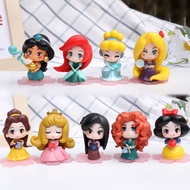 9pcs Jasmine Mulan Merida Rapunzel Doorable Figures Belle Ariel Dolls Aurora Briar Rose Figurines Ki