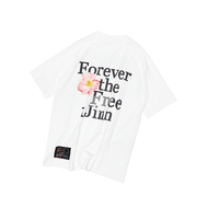 1JINN STUDIO Oversize Floral Letter Print Loose Womens T-shirt Summer Casual Cotton Polyester Blend 