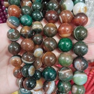 Botswana Agate Green/Brown Agate Stone for bracelet jewelry making sold per strand
