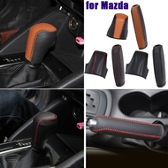 For Mazda 2 3 6 Mazda3 Axela Atenza CX-5 CX-3 CX3 CX5 CX8 CX9 AT Car Gear Shift Knob Collars Cover Genuine Leather Accessories
