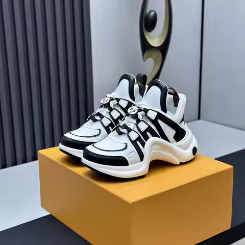 Unisex hite Black Faux Leather Chunky Sneakers with Panda Charm Curved Sculpted Sole Breathable Casu