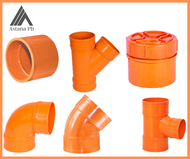 PVC ORANGE SANITARY PLUMBING FITTINGS Elbow 90deg, 40deg, Tee, Cleanout, Coupling, Wye
