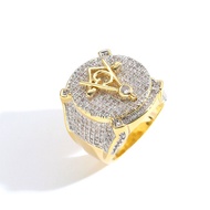 Hip Hop Ring Retro AG Masturbation Ring Real Gold Full Zircon Creative Unique Hip Hop Men's Ring
