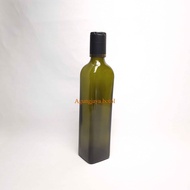 HIJAU Food Glass Bottle 500 ML Square VCO Green Green Cap Unsealed VCO Glass Bottle/ Food Glass Bott
