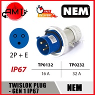 NEM TWISLOK 2P+E PLUG 16A 32A T-0132 T-0232 GEN1 IP67