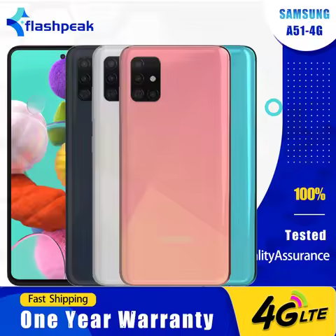 Original Samsung Galaxy A51 A515F/DS 4G Mobile Phone NFC Dual SIM 6.5" 4GB+128GB Quad Rear Camera Oc