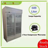 2 Door Showcase Chiller Large 688 Liter/Peti Sejuk Duo Pintu /Two Door Chiller Blower System With Blower/Refrigerator