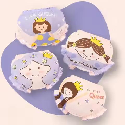4-Pack Ruffled Edge 100% Cotton Baby Briefs, Princess-Style Bloomers for Baby Girls