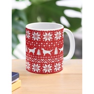 Irish Setter Silhouettes Red and White Christmas Holiday Pattern Coffee Mug