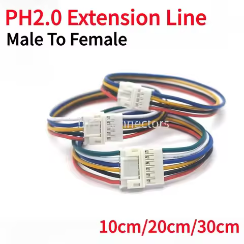 JST PH2.0MM spacing male to female extension wire double ended plug-in electronic wire 2/3/4/5/6P 10