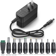 9V Power Supply DC 9V Power Cord 9V 2A Power Adapter with 10 Interchangeable Jacks Switching 9V Char