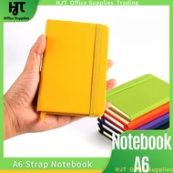 PU Leather Notebook A6 w/ Strap & Ribbon Bookmark Lined Notebook Business Notepad