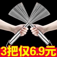 KY/💯304Stainless Steel Wok Brush Cleaning Brush Multi-Functional Kitchen Dedicated Wire Brush Dish Brush Stainless Steel