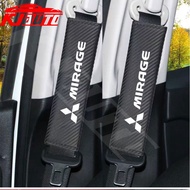 1/2pcs Car Carbon Leather Car Seat Belt Shoulder Protector Pad For Mitsubishi Mirage G4 CA CB CC CD 