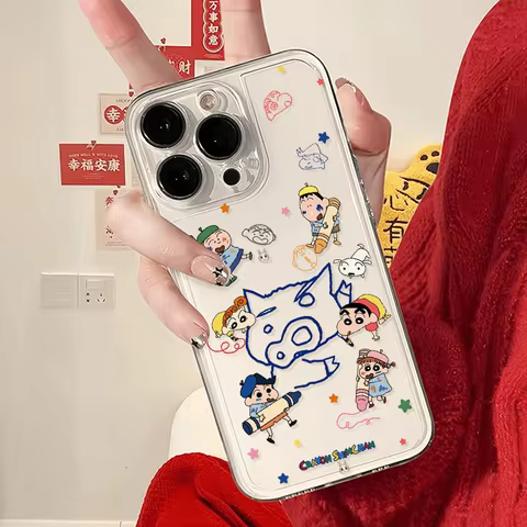 Pastel Pencil Shin-Chan Phone Case For iPhone 16 17 Pro Max XS XR X 15 14 13 12 11 Pro Max Mini 7 8
