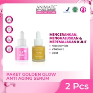 Paket Animate Golden Glow Anti-Aging Serum (5x Active Whitening Facial Serum + 24K Gold Serum)