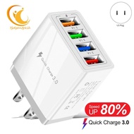 4 USB Fast Charging Adapter,with LED Light Fast Charge Charger 5V3A Charger Type-C QC3.0 Fast Charge