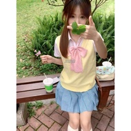 Yellow Vest Original Genuine JK Checked Skirt Shirt Japanese Style Pullover Stacking Female School S